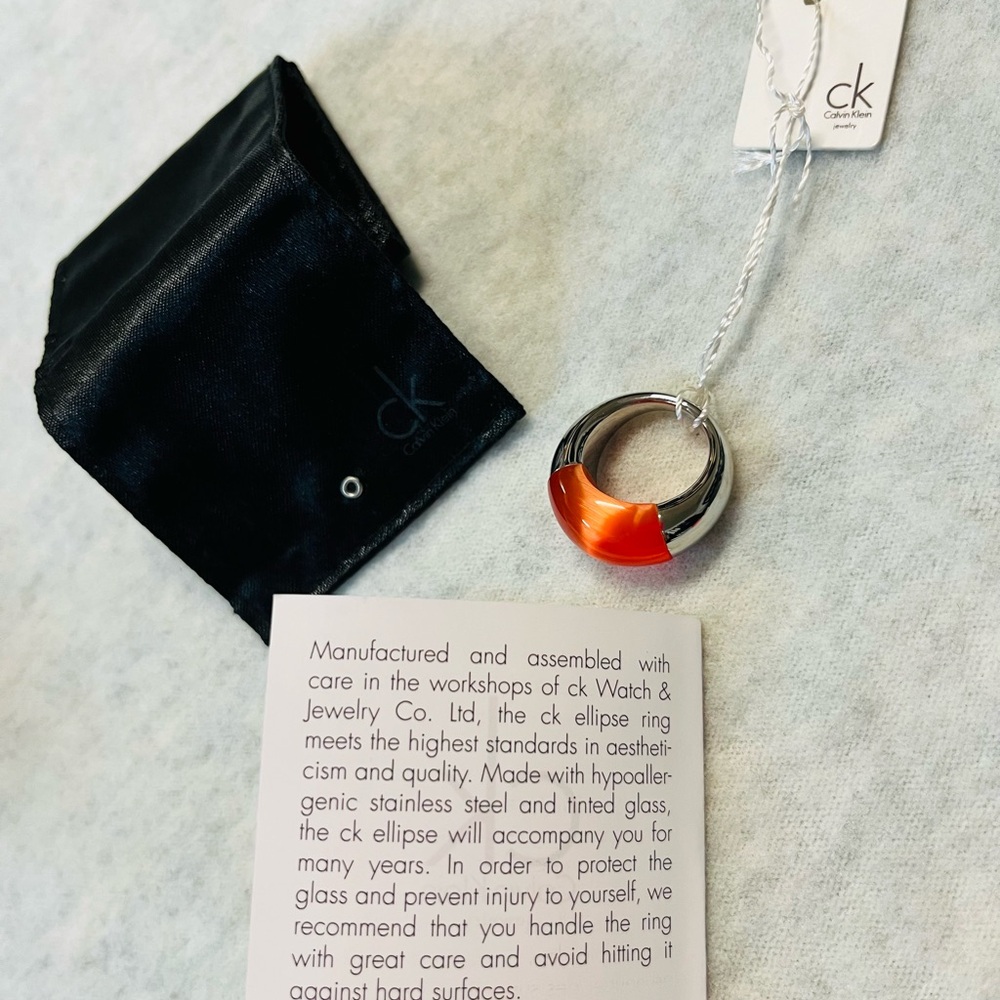 Calvin Klein Silver and red Ellipse Ring